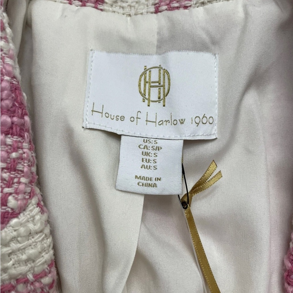 House of Harlow 1960 Plaid Pink and White Blazer - Picture 8 of 12